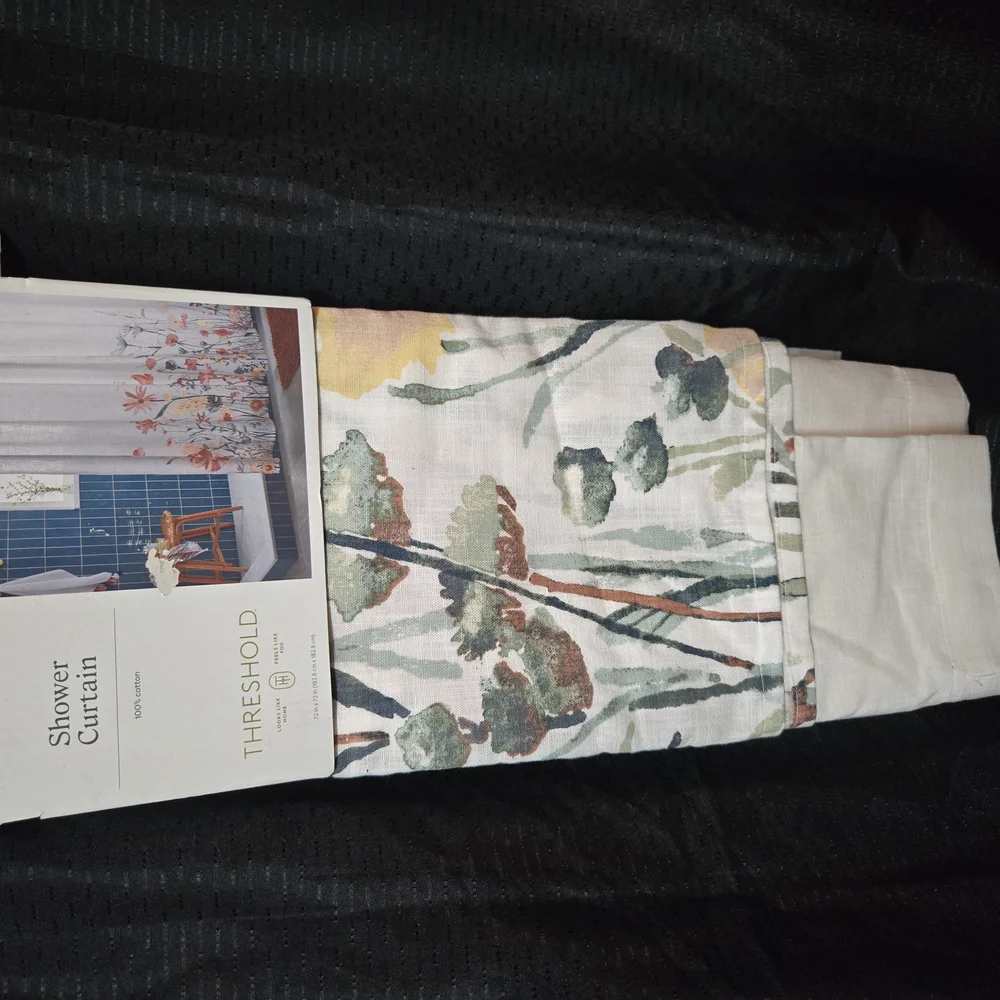Target White and Red Shower Curtain Floral Design
